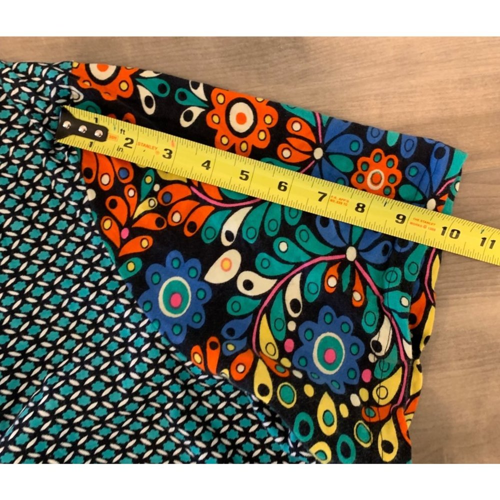 ULLA POCKEN Blue Orange Floral Mixed Print Henley Cotton Knit Tunic Dress 20/22 - Picture 8 of 12